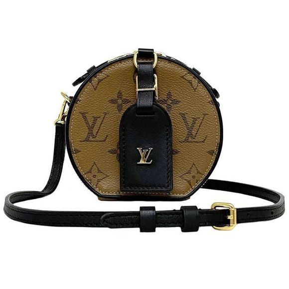 Louis Vuitton Mini Boatt Chapeau Shoulder Bag Monogram Brown Black Gold - Picture 1 of 10